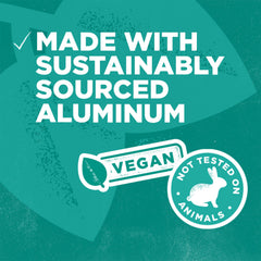 Tom's of Maine aluminum-free formula shown with natural ingredients and odor-control benefits.