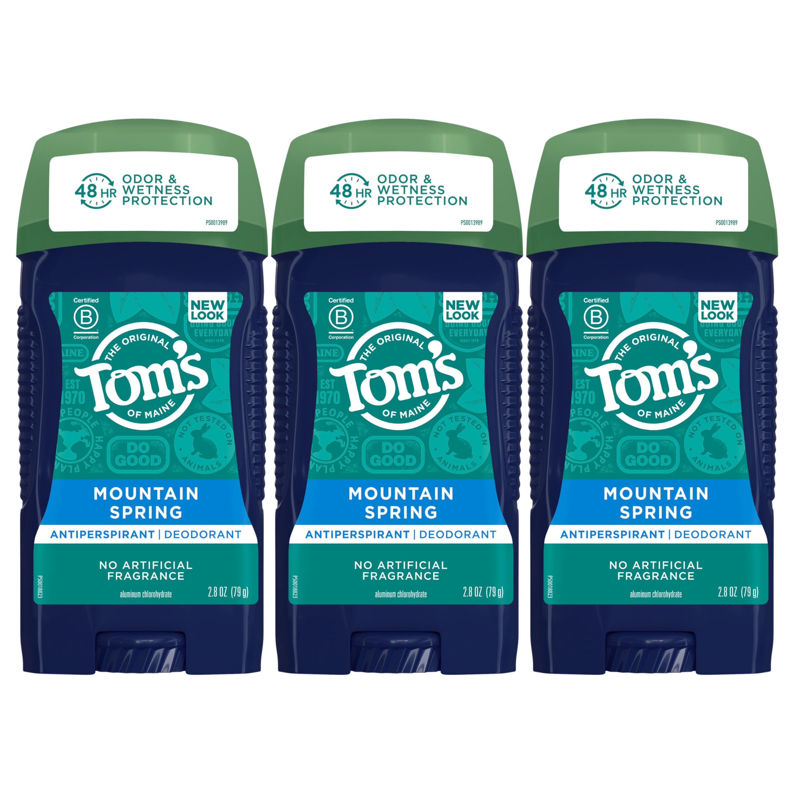 Tom's of Maine Mountain Spring antiperspirant for men 3-pack with 2.8 oz sticks, ready for daily use