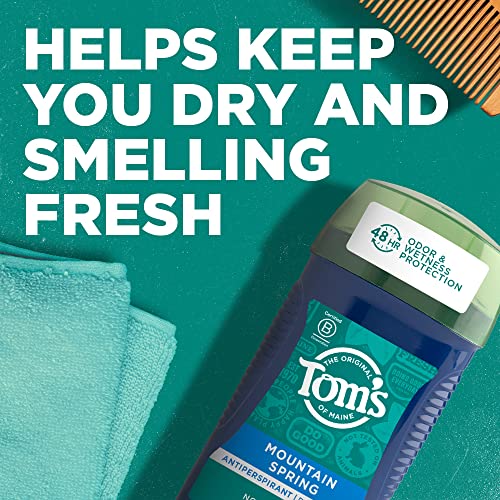 Close-up of Tom's of Maine Mountain Spring deodorant stick for men showing smooth application