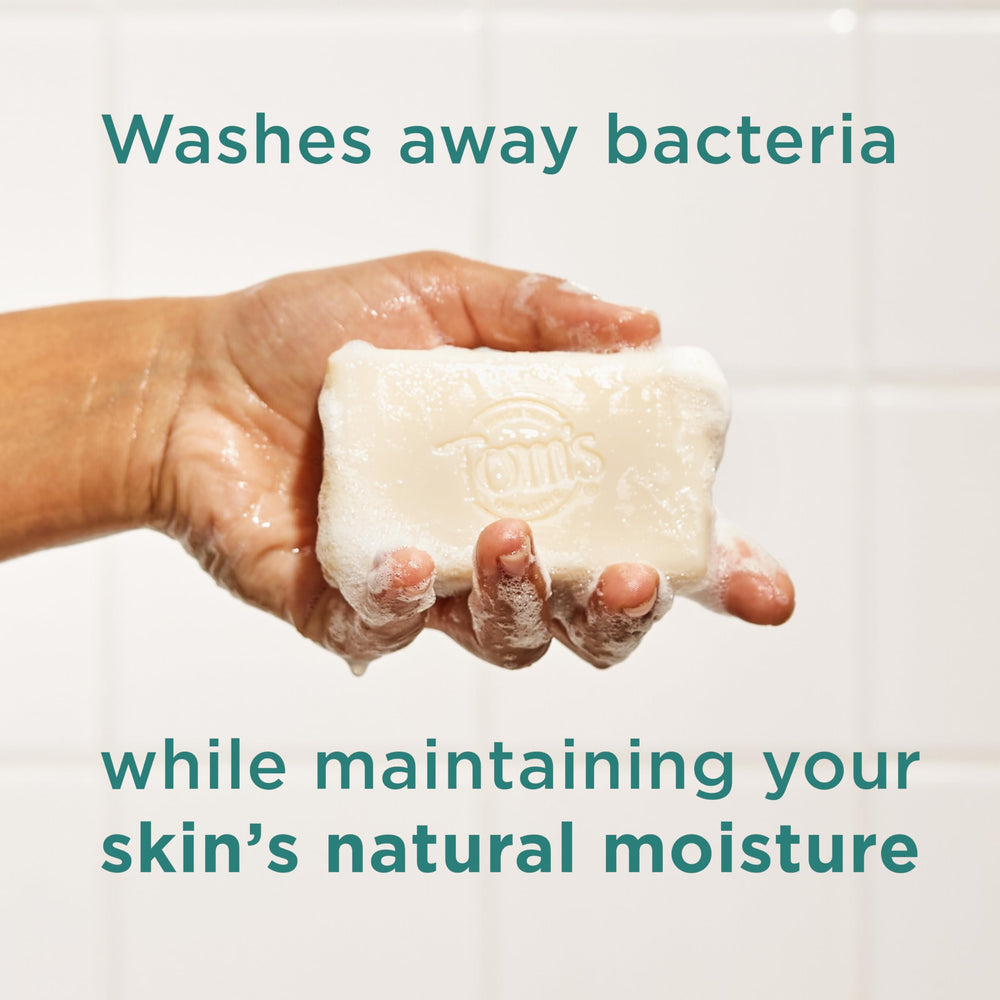Tom's of Maine bar soap with virgin coconut oil for skin care during shower