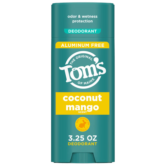 Tom's of Maine Coconut Mango deodorant stick delivers natural freshness for daily use.