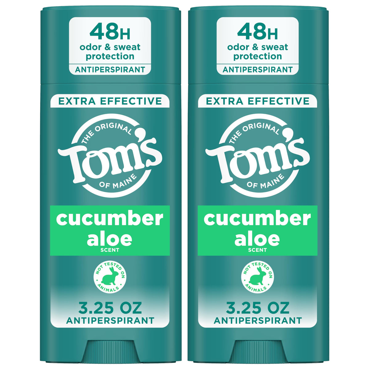 Tom’s of Maine Cucumber Aloe antiperspirant two-pack front view with unisex branding
