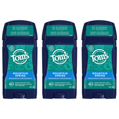 Tom's of Maine Mountain Spring 3-pack outer box showing long-lasting aluminum-free protection.