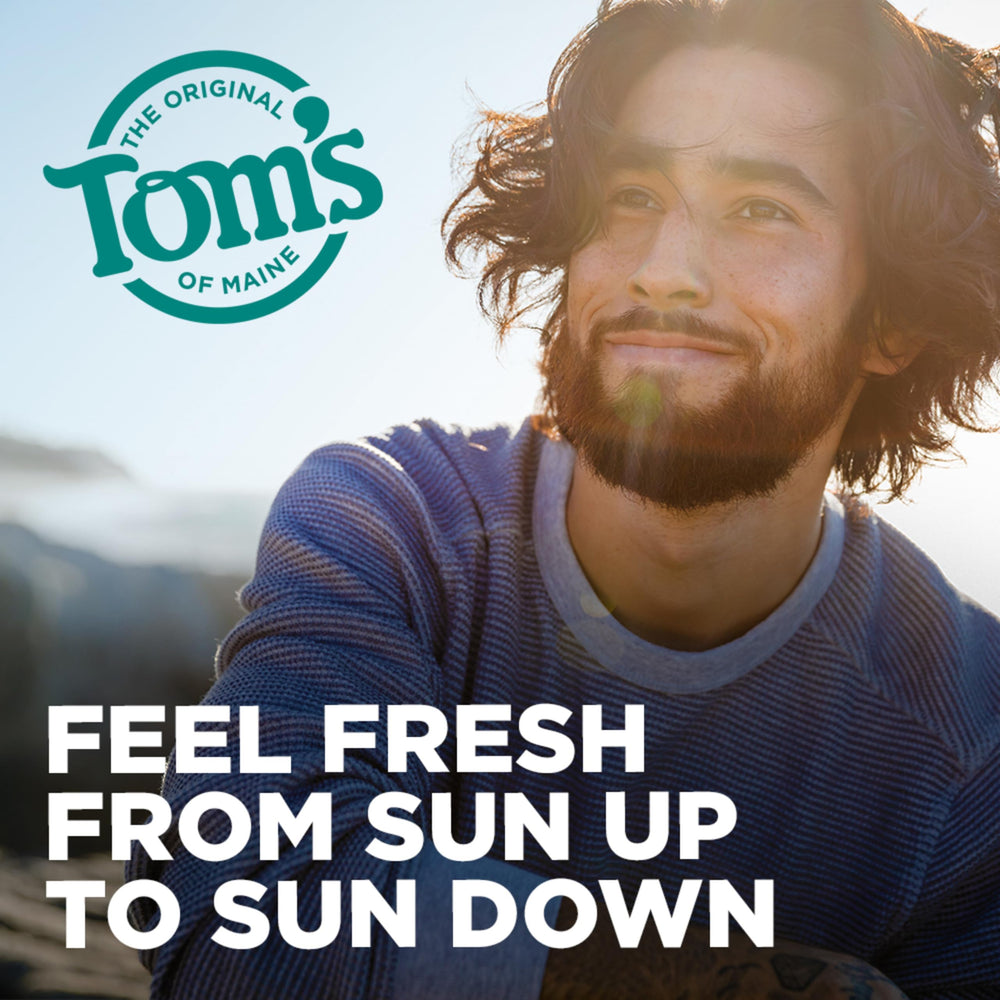 Tom's of Maine Mountain Spring 3-pack packaging glimpsed, highlighting natural ingredients.