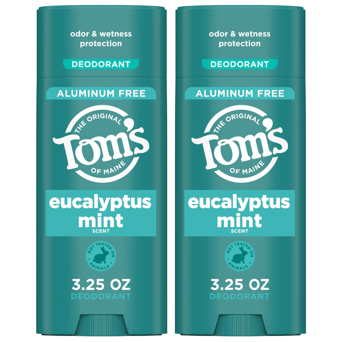 Tom's of Maine Eucalyptus Mint deodorant stick front view for all-day freshness.