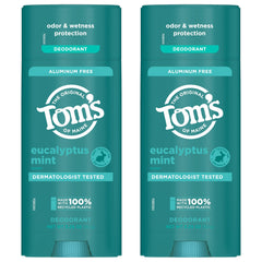 Two-pack of Tom's of Maine Eucalyptus Mint deodorant for daily use.