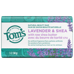 Tom's of Maine lavender scented soap on bathroom sink.