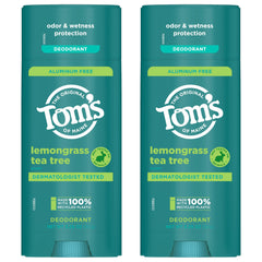Natural ingredients imagery associated with Tom's of Maine Lemongrass Tea Tree deodorant.