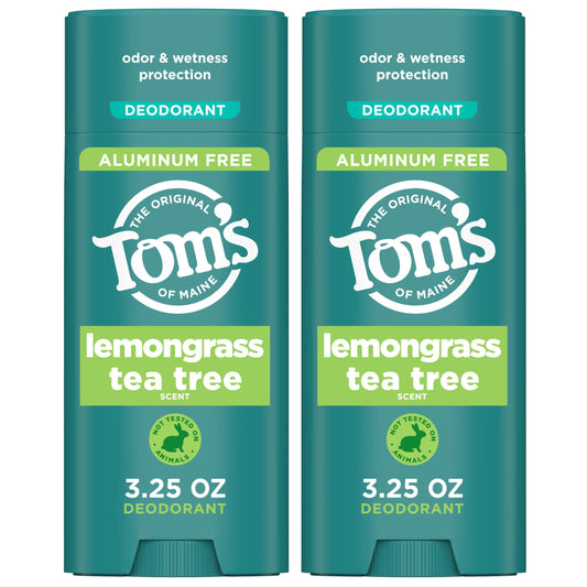 Tom's of Maine Lemongrass Tea Tree deodorant stick with clear glide.