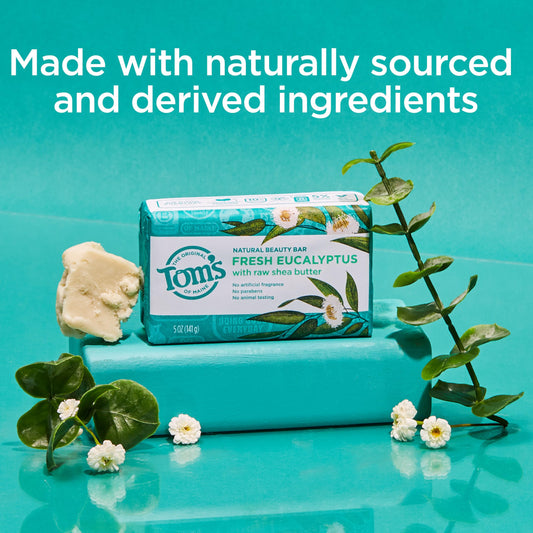 Tom's of Maine natural beauty bar soap showcasing creamy lather for gentle cleansing