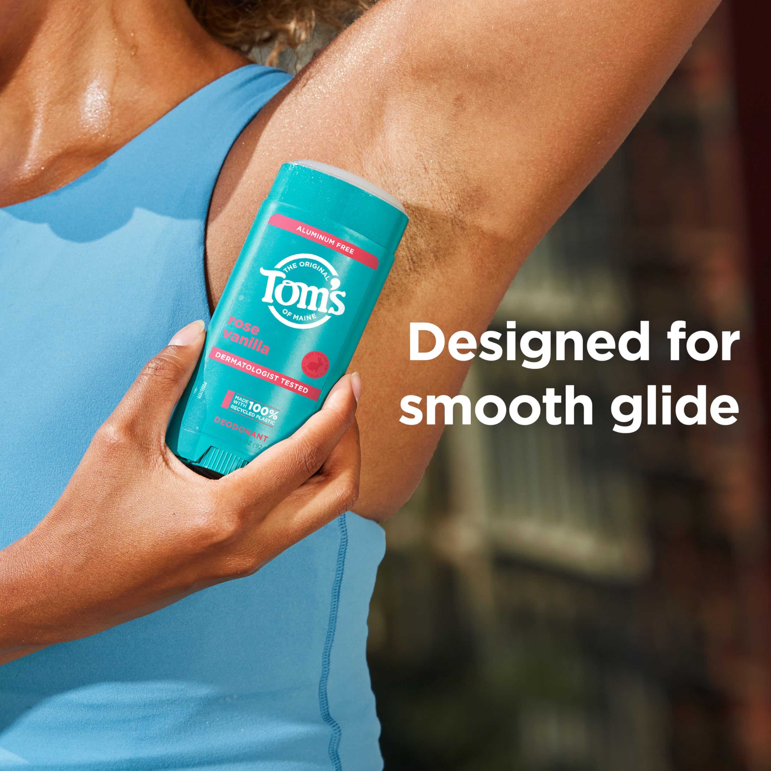 Tom's of Maine Rose Vanilla deodorant glides smoothly for comfortable application