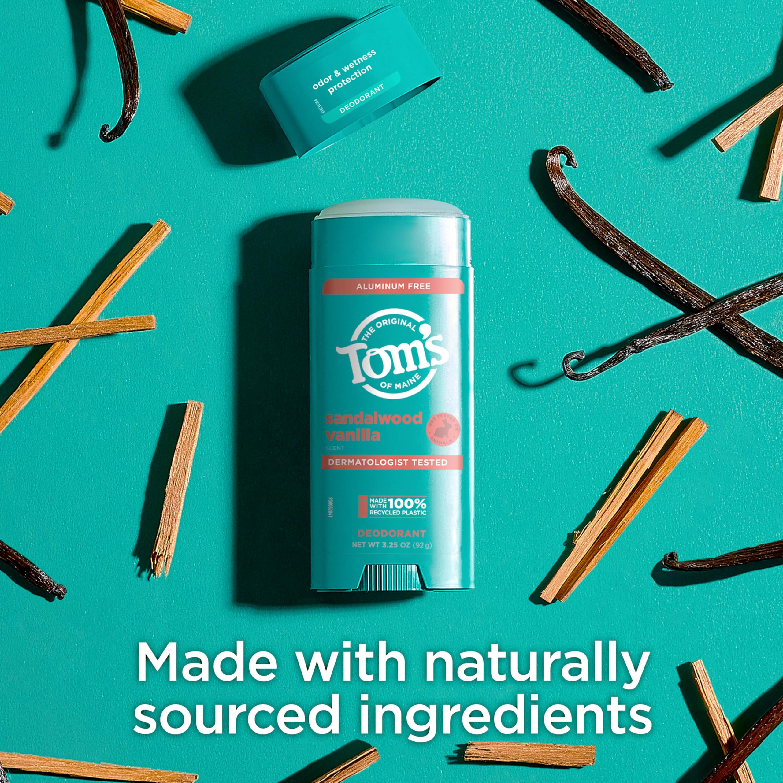 Tom’s of Maine Sandalwood Vanilla fragrance note highlights warm sandalwood and vanilla.