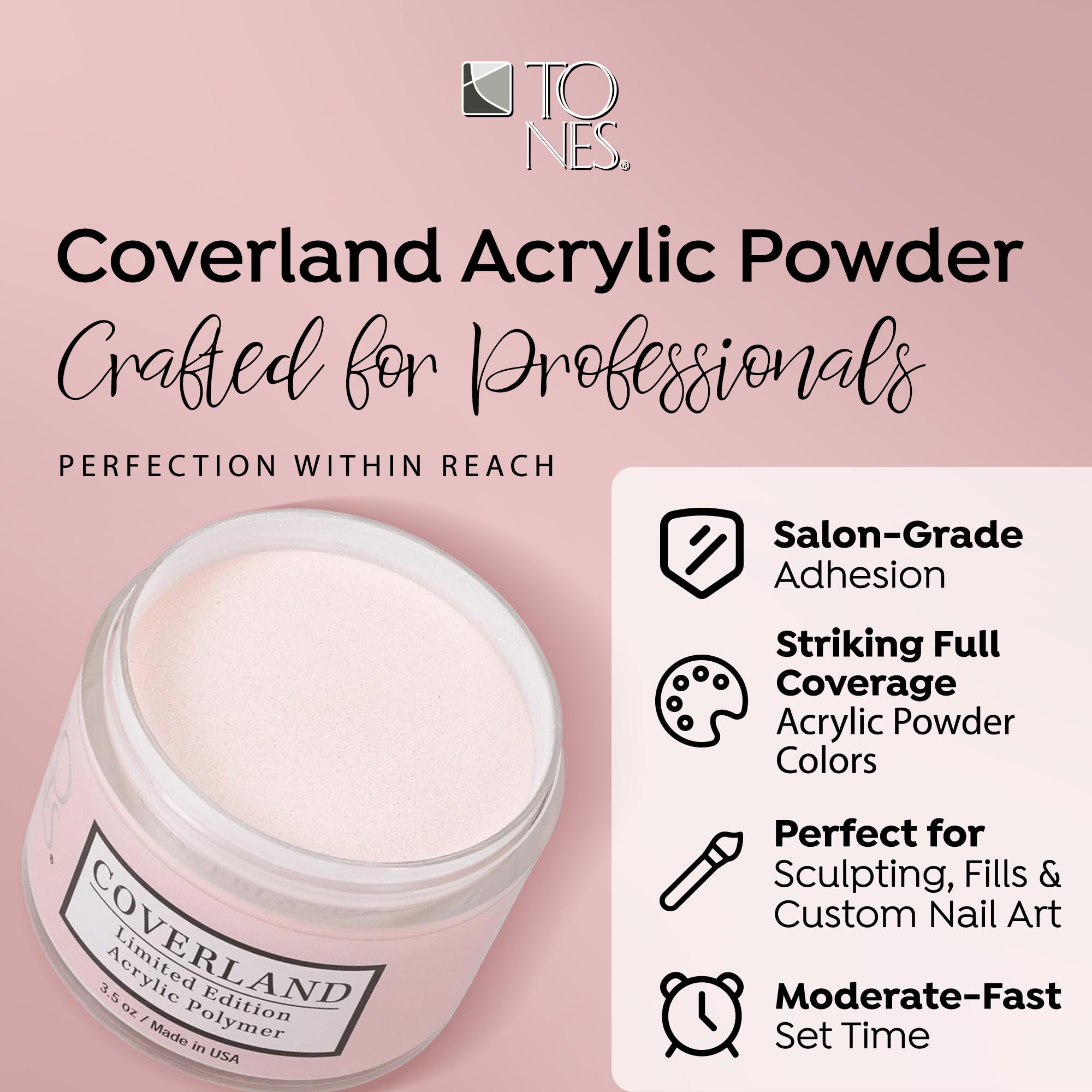 TONES Coverland Dolce Vita brush applying powder for precise shaping and durable results.