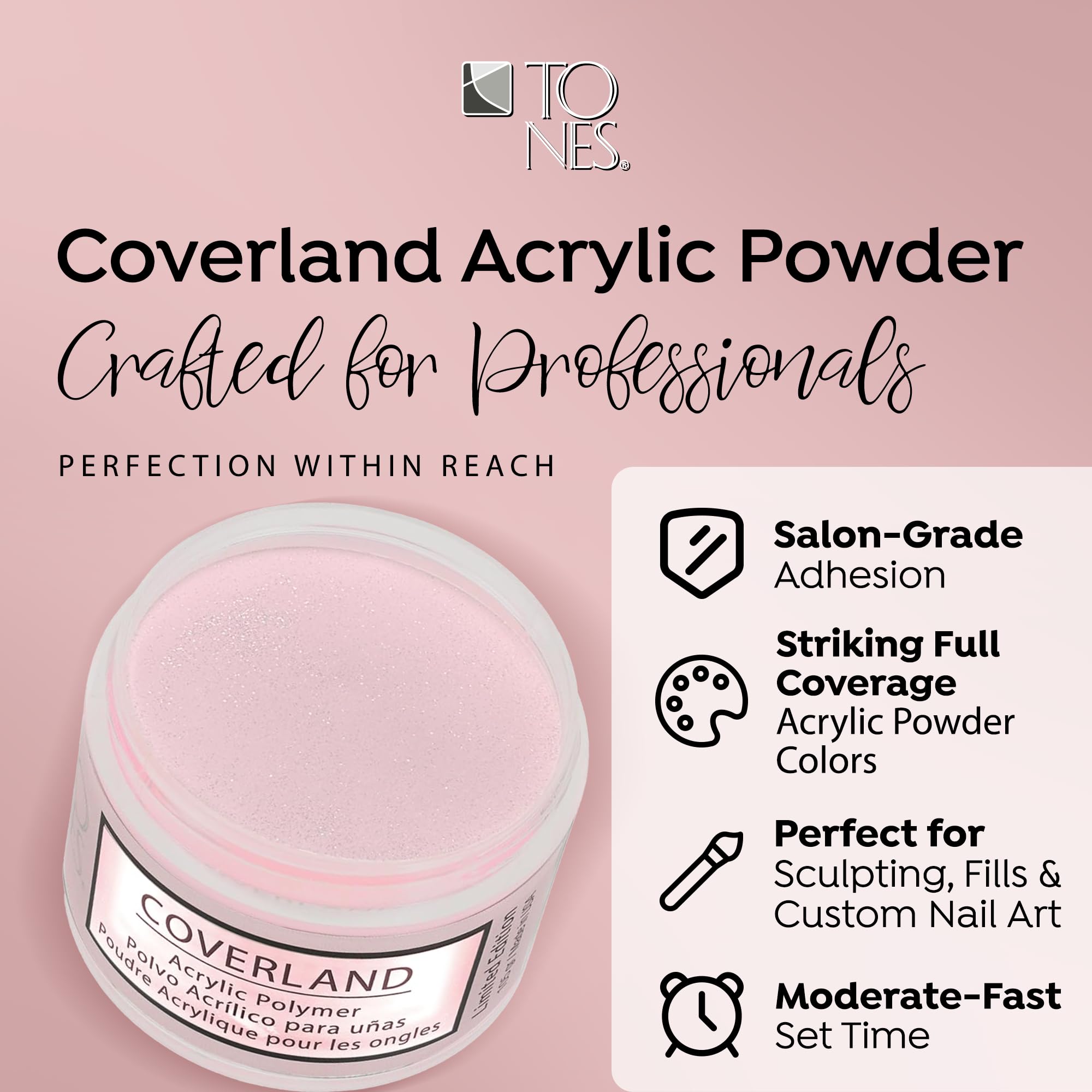 TONES Coverland Her Majesty color swatch card illustrating vibrant, full-coverage shades for confident nail art.