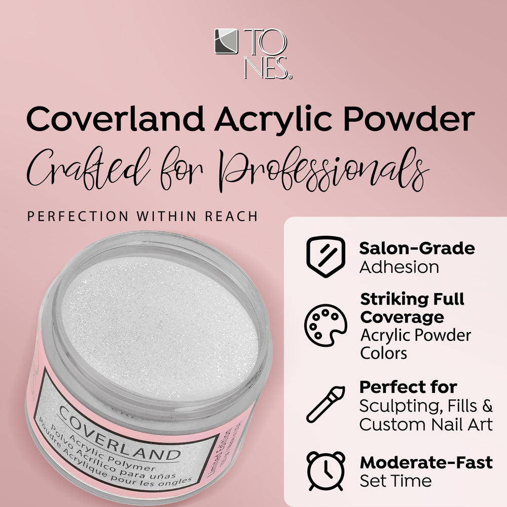 TONES Coverland Ice Queen powder nail-art application demonstrates smooth color and pigment