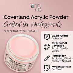 TONES Coverland nail art application detail illustrates smooth texture and precise shaping