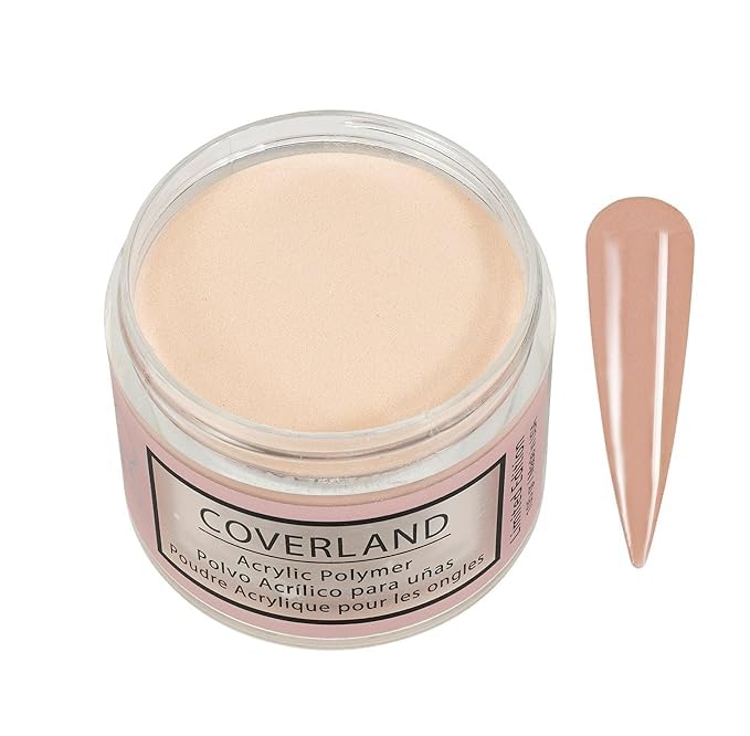 TONES Coverland On Fleek acrylic powder bottle close-up for bold color and durable nails.