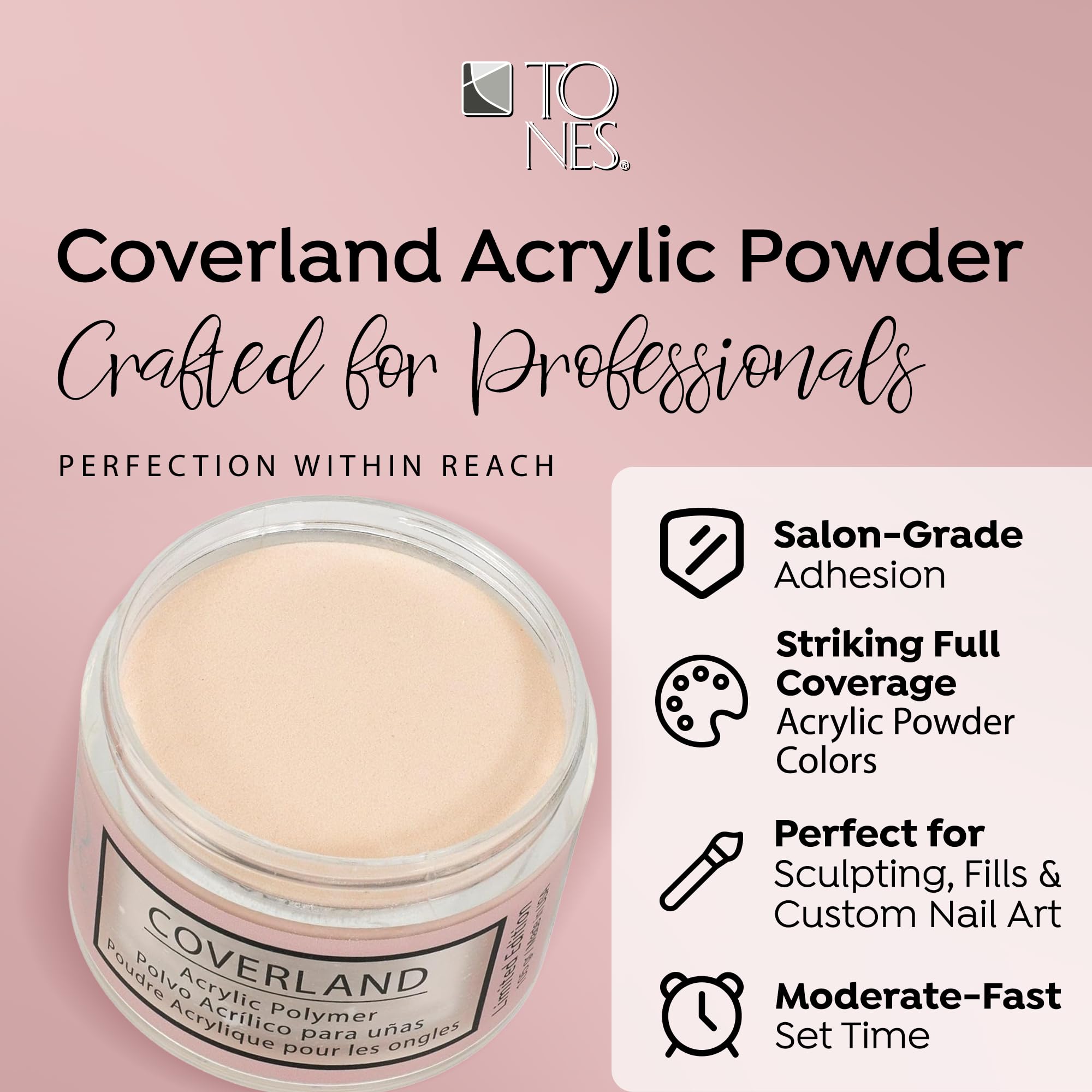 TONES Coverland On Fleek nail art application showing smooth consistency and precise shaping.