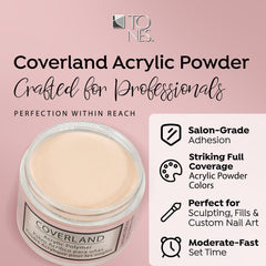 TONES Coverland On Fleek nail art application showing smooth consistency and precise shaping.