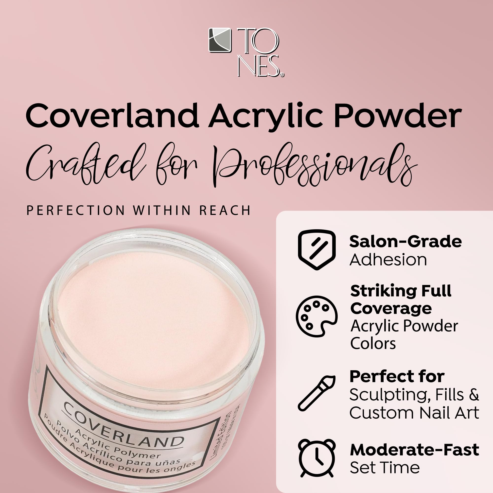 TONES Coverland Sweet Sin overlay application on a nail, demonstrating smooth blending.
