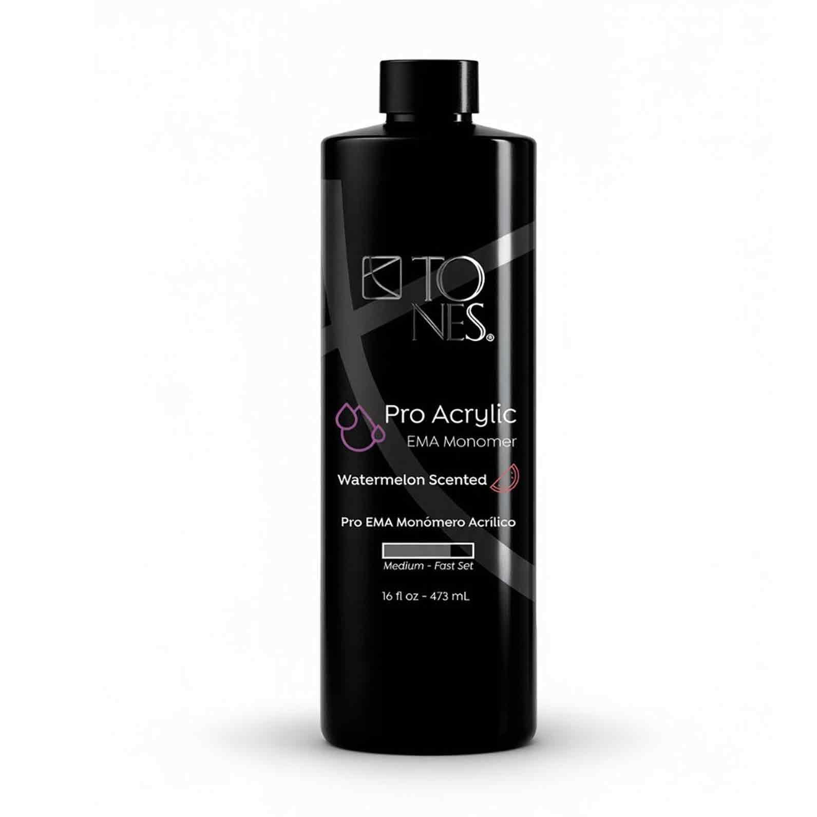 TONES Watermelon monomer bottle for durable acrylic nails.
