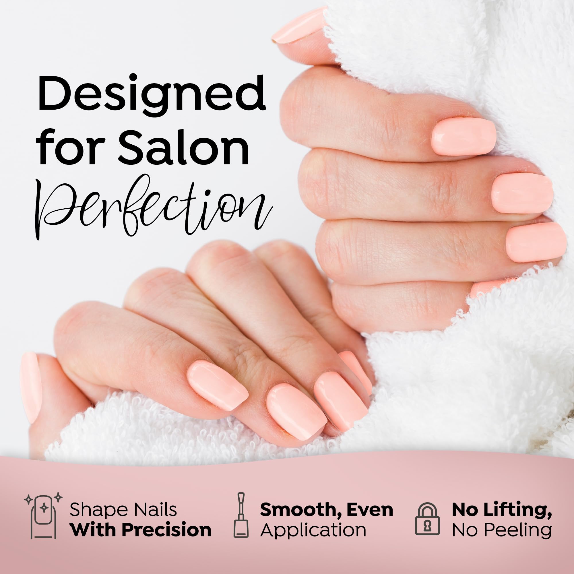 TONES Ultra Acrylic Powder Crystal Clarity finish highlights clean, transparent-looking nails.