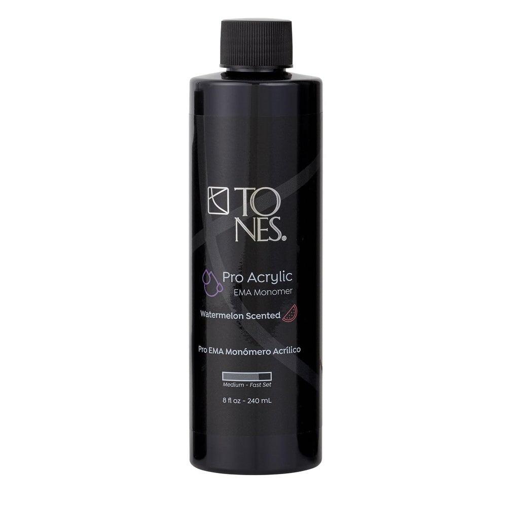 TONES Watermelon Scented EMA Monomer bottle closeup shows refreshing odor control and professional quality.