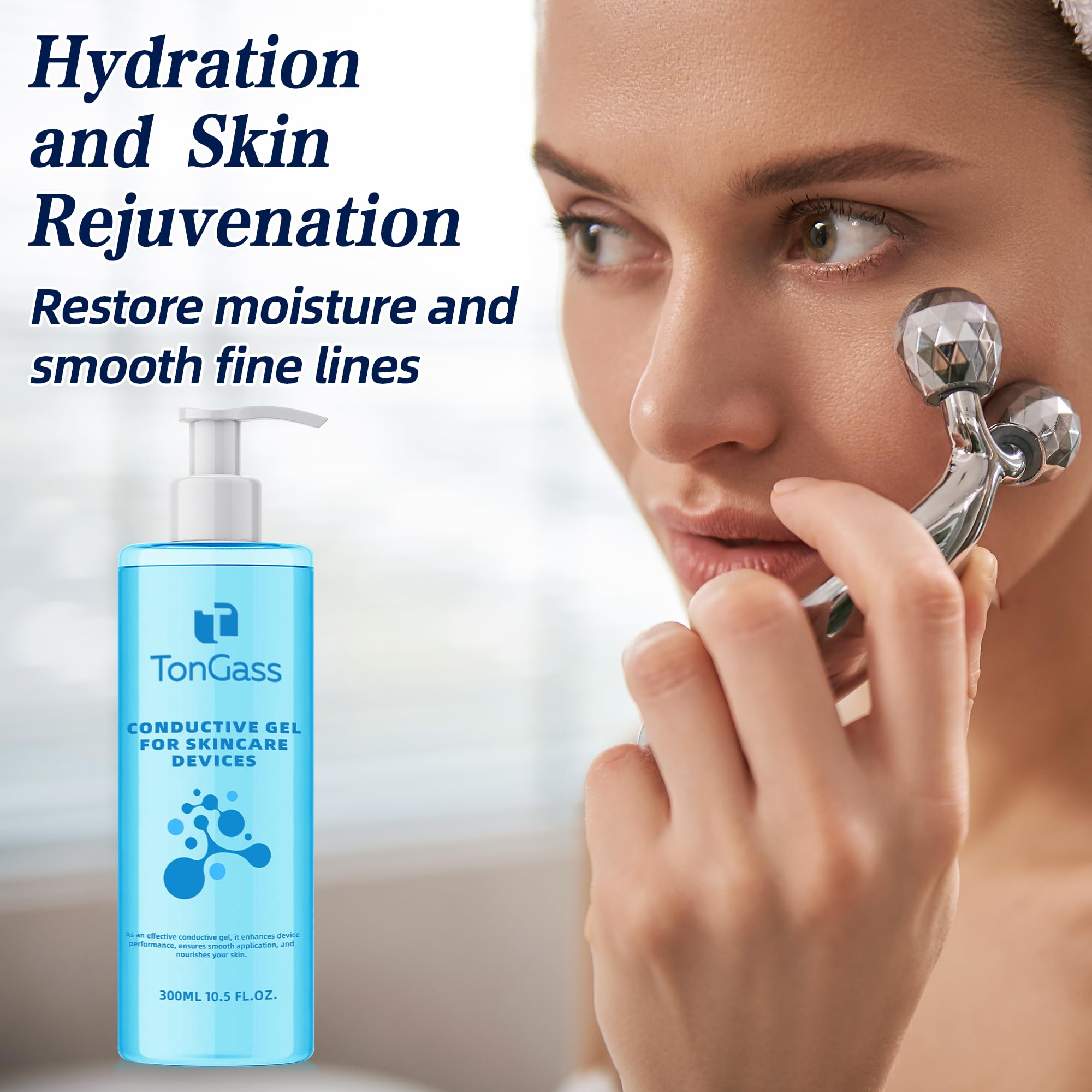 TonGass collagen peptides create a supple skin feel across face and neck.