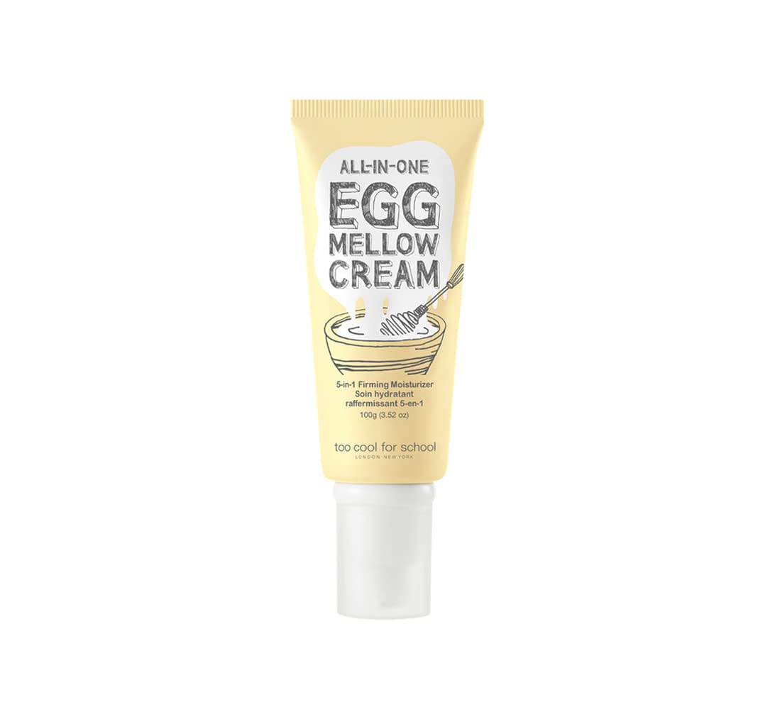 Too Cool For School Egg Mellow Cream 100g tub close-up showing rich texture for hydration.