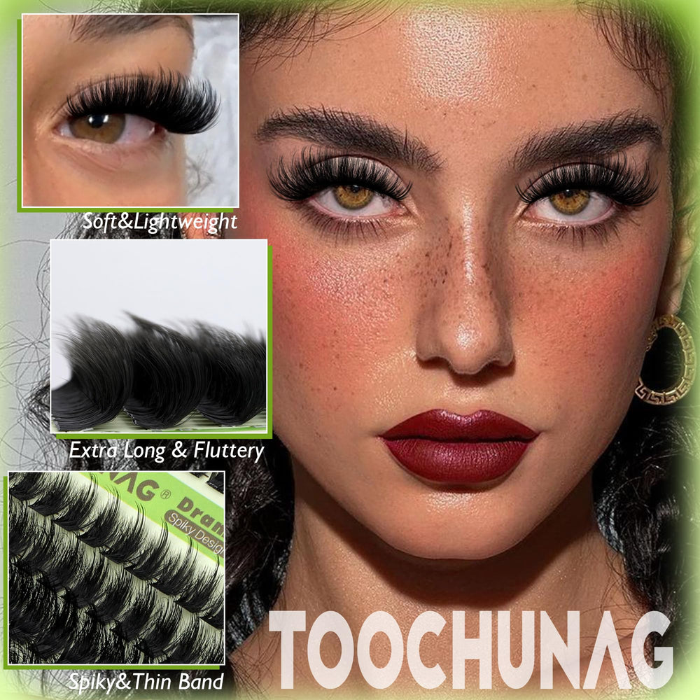 TOOCHUNAG 180D+240D density lashes for voluminous 3D drama.