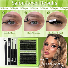 TOOCHUNAG lash bond, seal, and precision tweezers included for DIY.