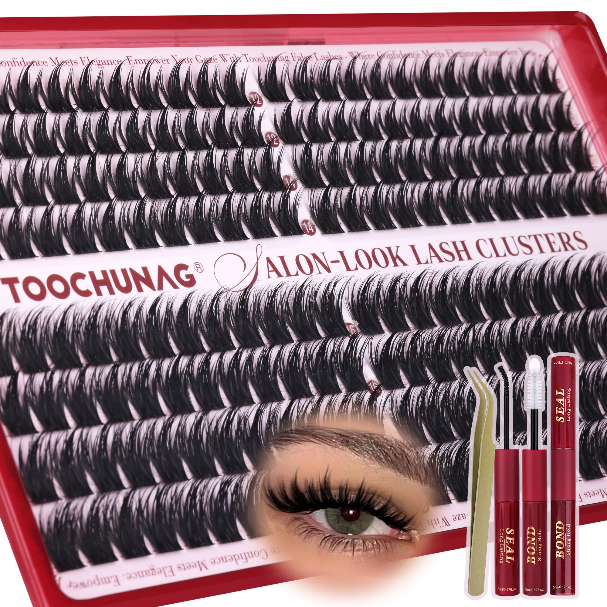 TOOCHUNAG lash clusters 192pcs bulk kit for quick at-home volume looks