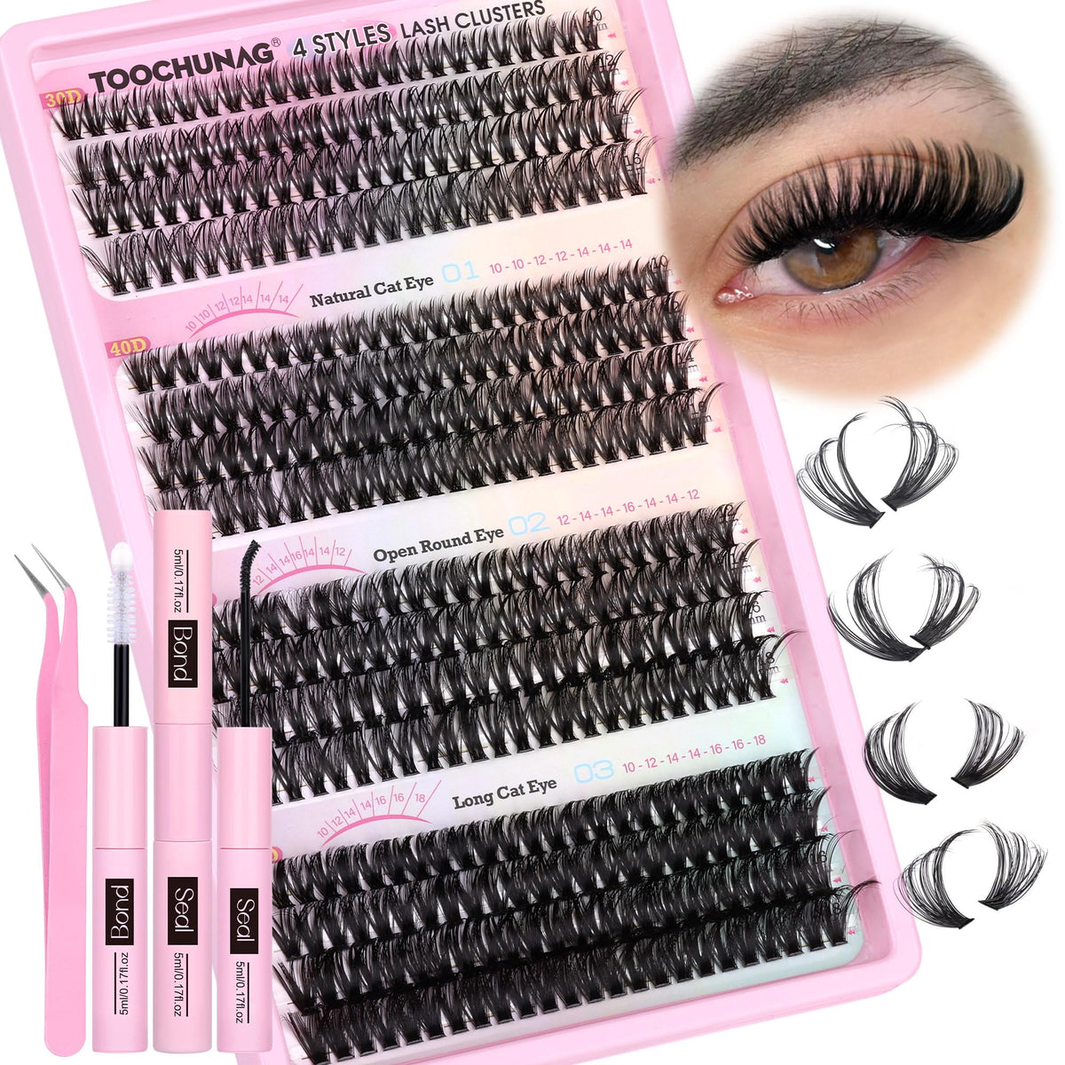 TOOCHUNAG lash extension kit front view, a DIY at home solution for flawless lashes