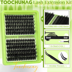 TOOCHUNAG long 24mm clusters for fluttery lashes.
