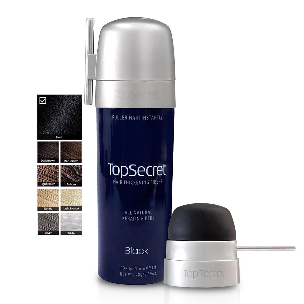 Top Secret Hair Fibers before-and-after sample shows visible fullness