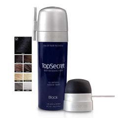 Top Secret Hair Fibers before-and-after sample shows visible fullness