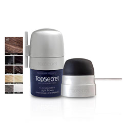 Top Secret Hair Thickening Fibers with Applicator included for instant fullness.