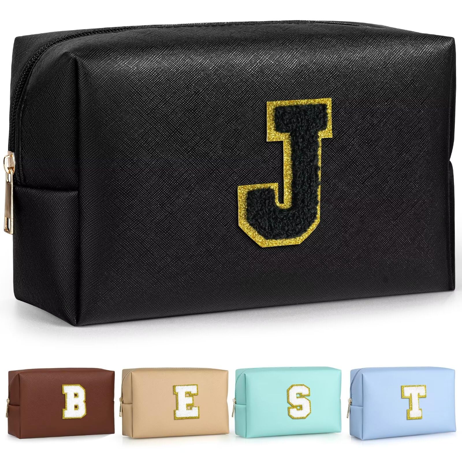 TOPEAST monogram patch makeup bag with chic personalization for gifting