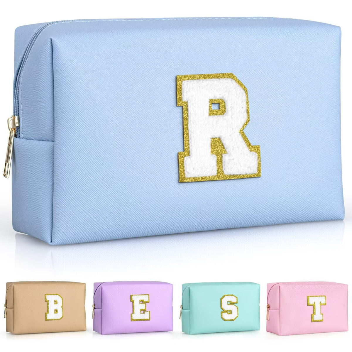TOPEAST cosmetic travel bag in sky blue for organized makeup on the go.
