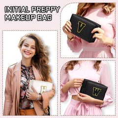 TOPEAST Initial Cosmetic Bag handheld use for organize on the go.