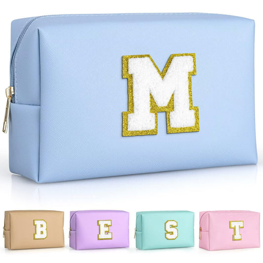 TOPEAST personalized initials makeup bag with patch adds stylish charm.