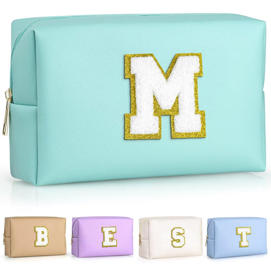 TOPEAST monogrammed makeup bag blue patch, personalized style for cosmetics on the go