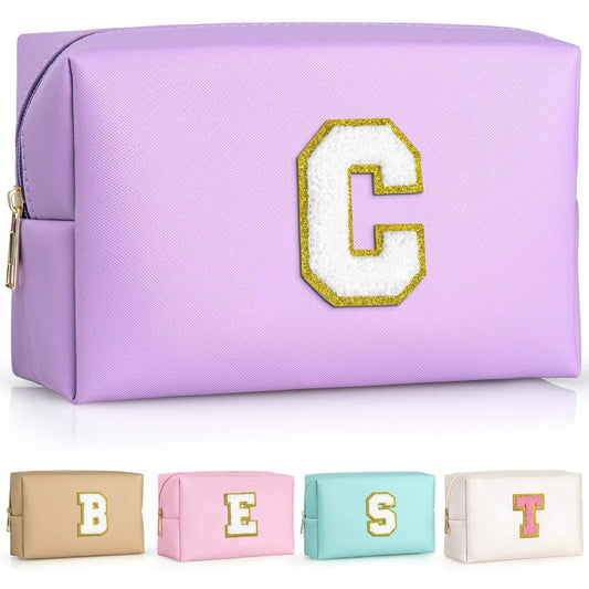TOPEAST personalized makeup bag with initial patch adds a stylish daily touch