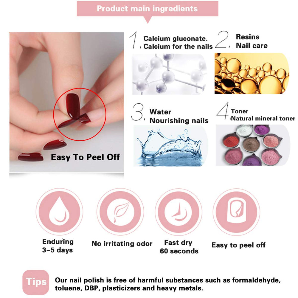 Tophany peel-off nail polish in action needing no remover.