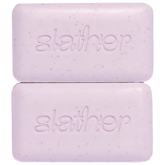 Topicals Slather Exfoliating Bar 2-pack packaging shown for gentle cleansing and smooth skin prep