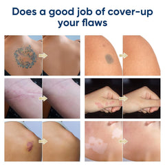 Topicy tattoo cover-up makeup on skin close-up with natural finish