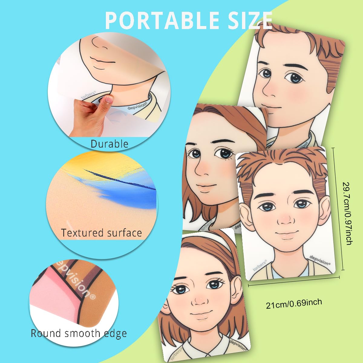 Torbers Depvision A4 face-paint template board enables precise line work.