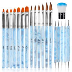 TOROKOM 19Pcs Nail Art Brushes Set assembled for versatile nail art.
