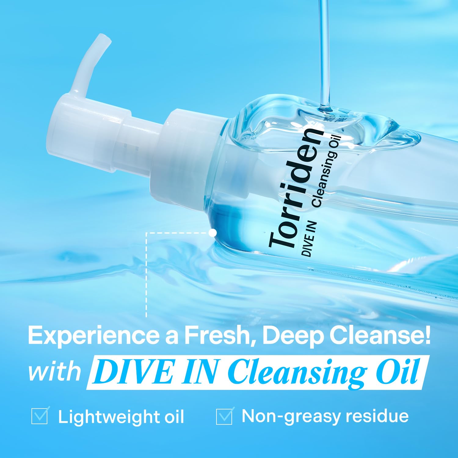 Torriden DIVE IN cleansing oil melts makeup from skin