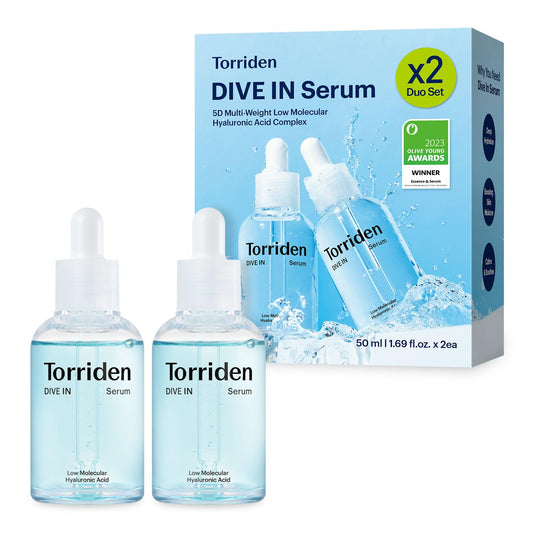 Torriden DIVE IN serum bottle close-up for deep hydration.